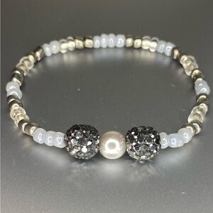 Elegant Silver and Black Beaded Bracelet
